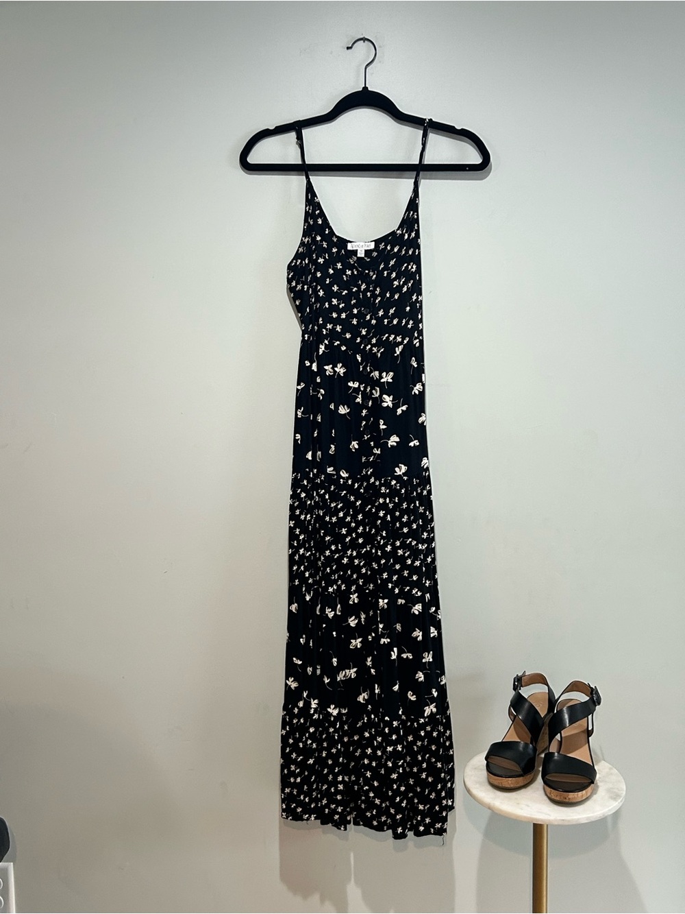 Patrons of Peace Black Maxi Dress with White Floral Print